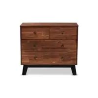 Millwood Pines Lefancy Deontra Modern and Contemporary Brown and Black Oak Finished 4-Drawer Wood Dresser