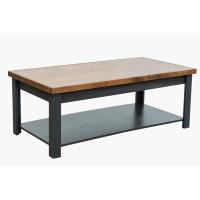 Latitude Run® Essex 48 inch Coffee Table, No Assembly Required, Black and Whiskey Finish
