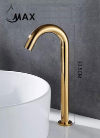Touchless Vessel Bathroom Faucet Modern Gold Finish