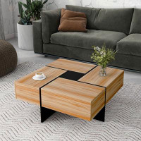 Ivy Bronx Unique Design Coffee Table With 4 Hidden Storage Compartments