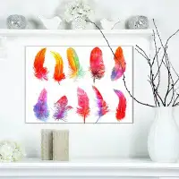 East Urban Home 'Bright Colourful Feather Set' Graphic Art