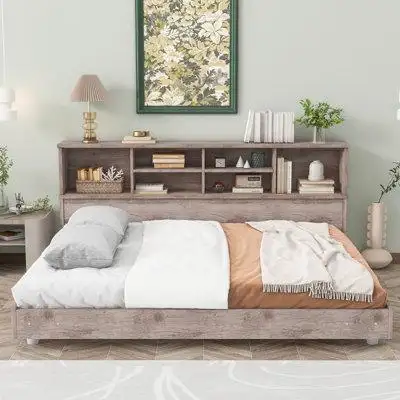 Mercer41 Full Size Daybed Frame with Storage Bookcases