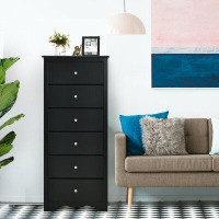 FRESCOLY 6 Drawers Chest Dresser Clothes Storage Bedroom Furniture Cabinet-Black