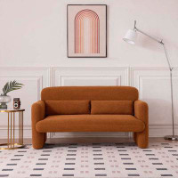 Wrought Studio 59"Lamb Fleece Fabric Sofa, Modern Loveseat Furniture with Support Pillow(Pink)