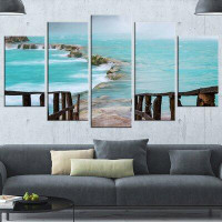 Made in Canada - Design Art 'Old Bridge into Mexico Waterfall' 5 Piece Photographic Print on Wrapped Canvas Set