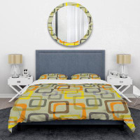 Made in Canada - East Urban Home Geometric Yellow Microfiber Modern and Contemporary Duvet Cover Set