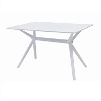 Orren Ellis 47 Inch Modern Outdoor Coffee Table, Midcentury Design, White Frame And Top
