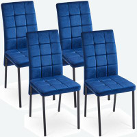 Mercer41 Velvet High Back Nordic Dining Chair Modern Fabric Chair , Set Of 4
