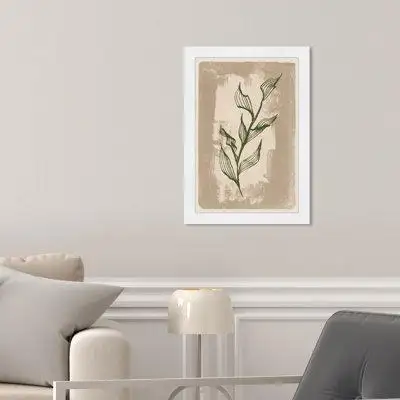Oliver Gal "Illustrated Leaves II", Boho Minimal Plant Rustic Green Framed Wall Art Print For Office