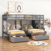Harriet Bee Enissa Full Over Twin & Twin 7 Drawers L-Shaped Bunk Beds