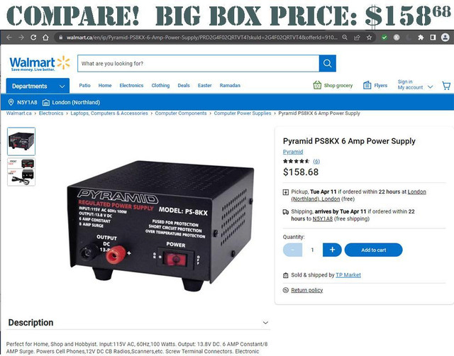 Pyramid® PS8KX Regulated 12 Volt 6 Amp Power Supplies in Other - Image 3