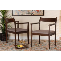 Wildon Home® Lefancy  Coretta Mid-Century  Dark Brown Finished Wood 2-Piece Dining Chair Set