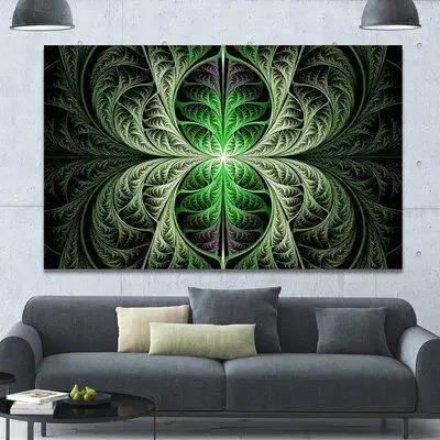 Made in Canada - Design Art 'Fabulous Green Fractal Texture' Graphic Art on Canvas