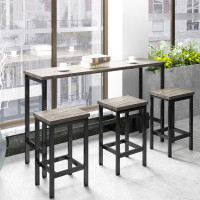 Ebern Designs Counter Height Extra Long Dining Table Set With 3 Stools