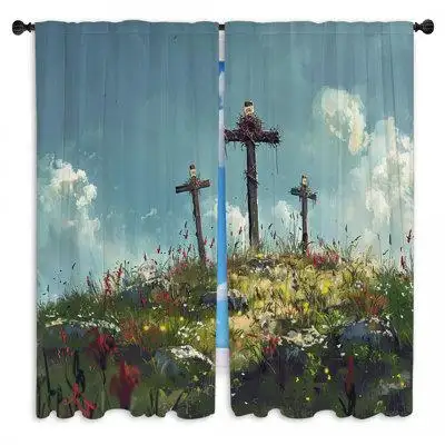 Upgrade your home decor with these Crucifixion sheer window curtains printed in the USA! Great for y...
