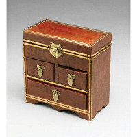 AA Importing Lift Top Leather Wrapped Jewellery Chest
