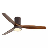 Wrought Studio 52 Inch Indoor Flush Mount Ceiling Fan With LED Light And Remote Control