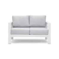 Ebern Designs Modern White Aluminum Double Seater Couch - Wholesale Patio Outdoor Furniture