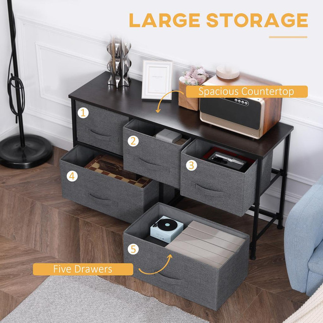 Drawer Storage Cabinet 39.4" x 11.8" x 21.3" Dark Gray in Storage & Organization - Image 4
