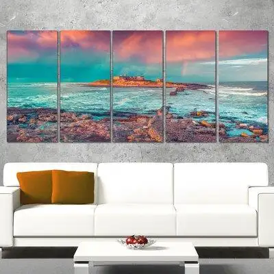 Design Art Blue Waters in Spring 5 Piece Wall Art on Wrapped Canvas Set