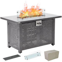 Latitude Run® 24.8'' H X 41.7'' W Steel Propane Outdoor Fire Pit Table