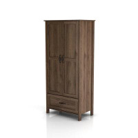Millwood Pines Malawi Rustic Double-doors Wardrobe Closet with Shelves