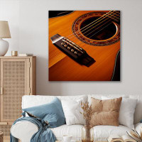 Design Art Beautiful Orange Guitar Photography V - Music Canvas Wall Art
