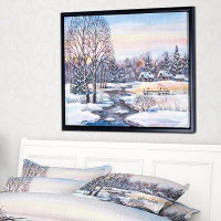 Made in Canada - East Urban Home 'Russian Winter Village' Framed Graphic Art on Canvas