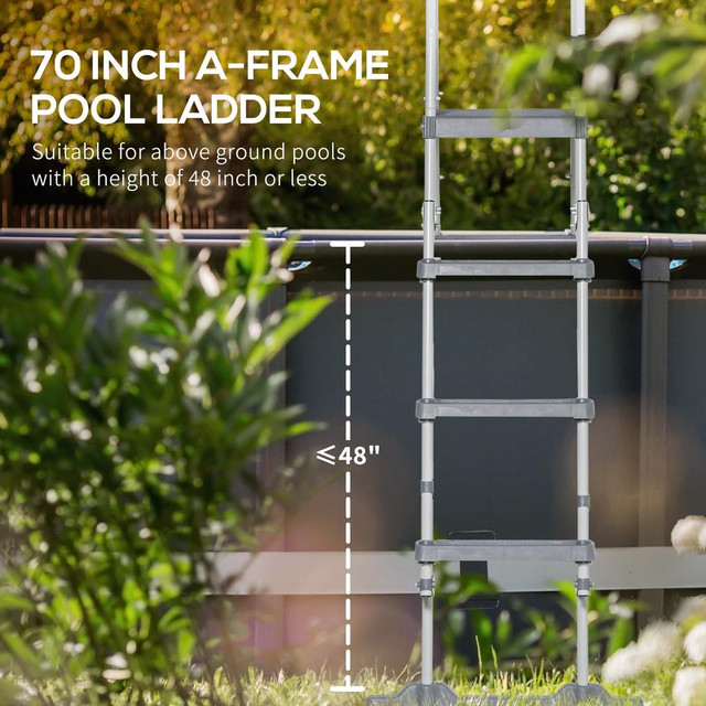 Pool Ladder 49.2" x 30.3" x 69.7" Grey in Patio & Garden Furniture - Image 4