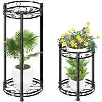 Winston Porter Round Plant Stand Indoor Outdoor, Waterproof Metal Tall 31” Plant Shelf Holder, Heavy Duty Flower Pot Dis