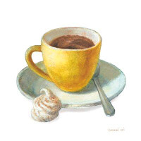 Red Barrel Studio «Wake Me Up Coffee IV On White» par Danhui Nai - peinture sur toile tendue