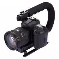 U-shaped Triple Shoe Mount Handheld Stabilizer for Canon Nikon Sony Panasonic Pentax Olympus DSLR Camera Camcorder DV