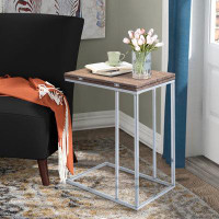 Latitude Run® Sievers Weathered Oak And Chrome Side Table