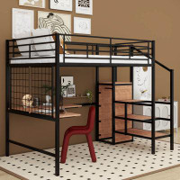 Mason & Marbles Anketell Full Metal Loft Bed with Bookcase by Mason & Marbles