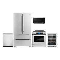 Cosmo 5 Piece Kitchen Package With 30" Over The Range Microwave 30" Freestanding Electric Range 24" Built-in Fully Integ