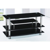 Orren Ellis TV Stand With Features Black Glass And Chrome Legs