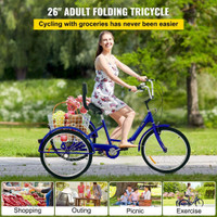 Free Shipping !!!Tricycle Adult 26’’ Wheels Adult Tricycle 1-Speed 3 Wheel Bikes For Adults Three Wheel Bike For Adults