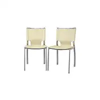 Hokku Designs Lefancy  Montclare Ivory Leather Modern Dining Chair (Set of 2)