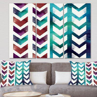 Made in Canada - East Urban Home 'Geometric Pattern of Red and Blue Arrows' Painting Multi-Piece Image on Canvas