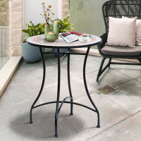 Winston Porter 23.5" Mosaic Round Patio Table, Outdoor Ceramic Side Bistro Table