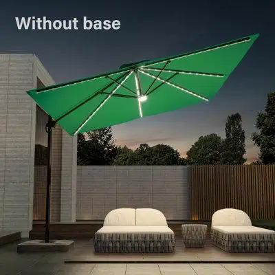 Latitude Run® 11.5FT×9FT LED solar light rectangle Cantilever Patio Umbrella with Umbrella Cover