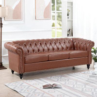 Red Cloud 84.65" Rolled Arm Chesterfield 3 Seater Sofa