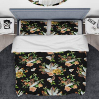East Urban Home Designart Watercolor Painting of Chrystals, Feathers and Roses Duvet Cover Set