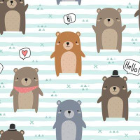 Zoomie Kids Teddy Bears And Stripes Peel & Stick Wallpaper N09098