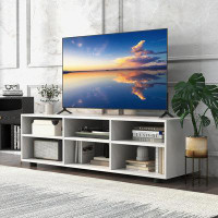 Ebern Designs Ebern Designs Tv Stand, Tv Console Cabinet W/6 Open Compartments & 3 Adjustable Shelves, Cubby Media Conso
