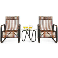 Bayou Breeze Terrace Rattan Furniture/Glass Coffee Table (Set Of 3)