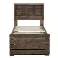 Millwood Pines Full Size Bookcase Captain Bed with Trundle