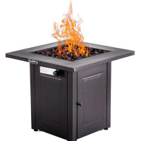 Red Barrel Studio Marae 24.08" H x 28.08" W Stainless Steel Propane Outdoor Fire Pit Table with Lid