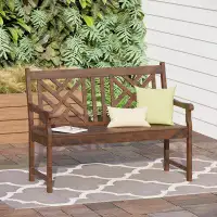 Charlton Home 34Inch Outdoor Solid Wood Bench