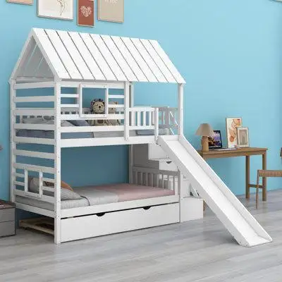 Harper Orchard Shakira Kids Twin Over Twin Bunk Bed with Trundle